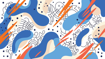 Obraz premium Abstract colorful shapes and scribbles forming a dynamic decorative pattern.