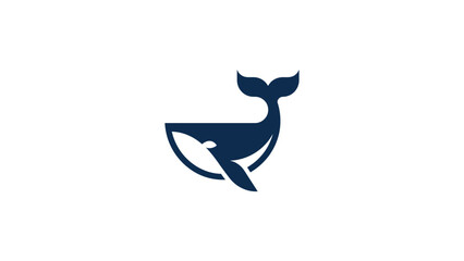 Naklejka premium Minimalist Blue Whale Logo Design, Marine Mammal Icon