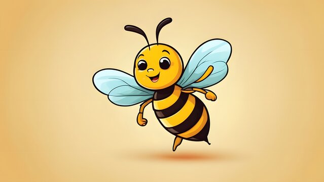 Cute flying bee cartoon vector icon illustration