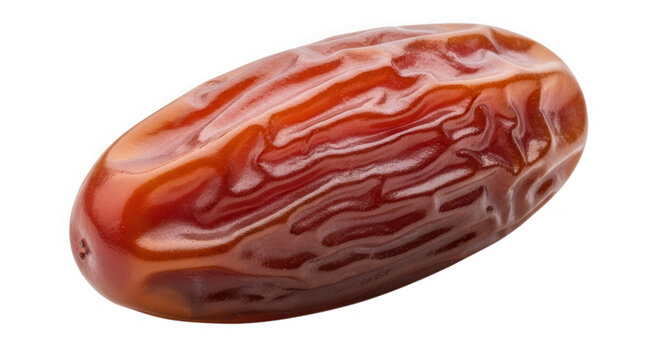 Single sweet dried date fruit isolated on a plain surface isolated on transparent background
