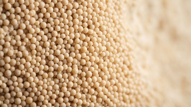 Detailed macro close up of oolitic limestone rock surface showcasing tiny rounded spherical ooid grains bonded in pristine calcite matrix