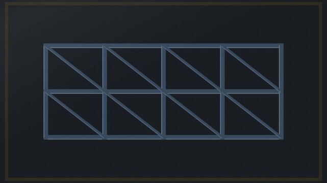Industrial metallic scaffolding frame showing repeating squares and diagonal bracing bars arranged in a horizontal grid structure for structural engineering concepts and heavy construction site