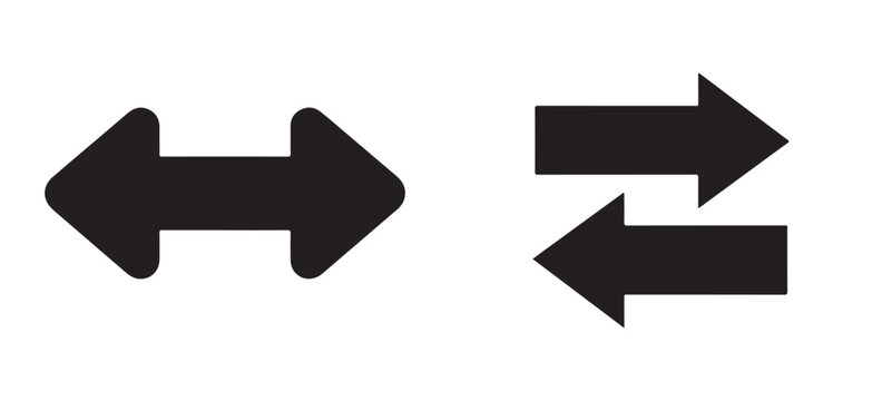 Double sided and offset parallel arrow symbols in bold black for resizing and swapping actions in applications.