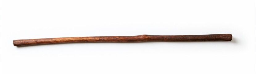 Naklejka premium Single rustic wooden stick lying horizontally on white