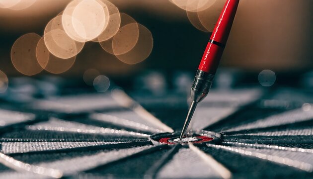 Perfect dart throw bullseye red fin black board high resolution picture