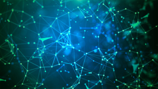 Abstract Connected Network with Glowing Nodes and Lines Technology Background