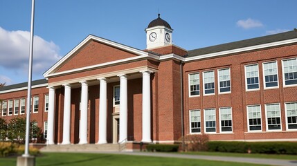 Naklejka premium red brick school building with white columns