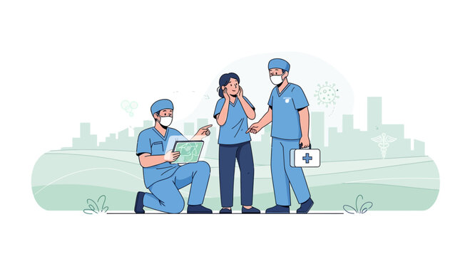 Healthcare Professionals Consult Patient with Medical Scan