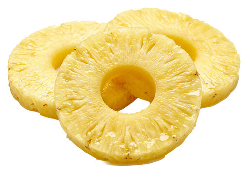 Freshly Sliced Pineapple Rings Stacked Together.