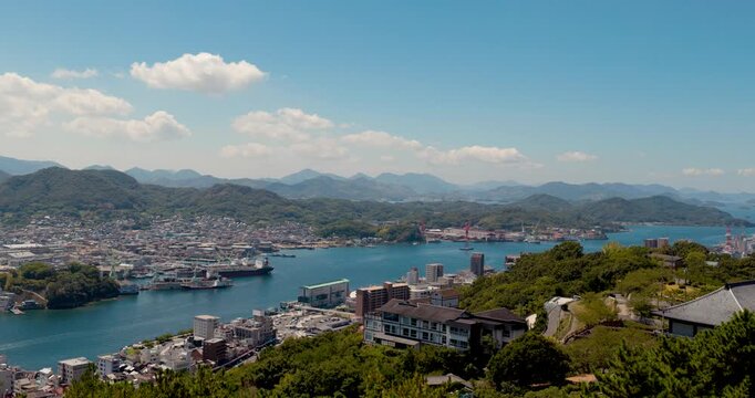 Elevated View of Onomichi Harbor and Coastal City, Hiroshima, Japan
