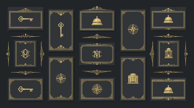 Ornate Vintage Emblems: Keys, Bellhops, Monograms & Compasses