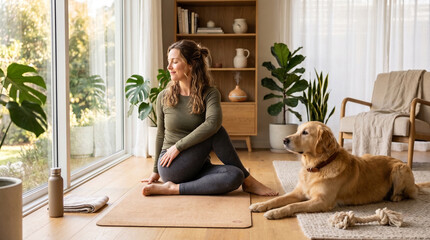 Plakat Cozy lifestyle moments with cute pets and people at home