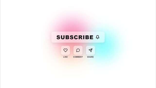 Social media subscribe buttons and notification icons modern glassmorphism frosted glass aesthetic graphic interface elements for content creators