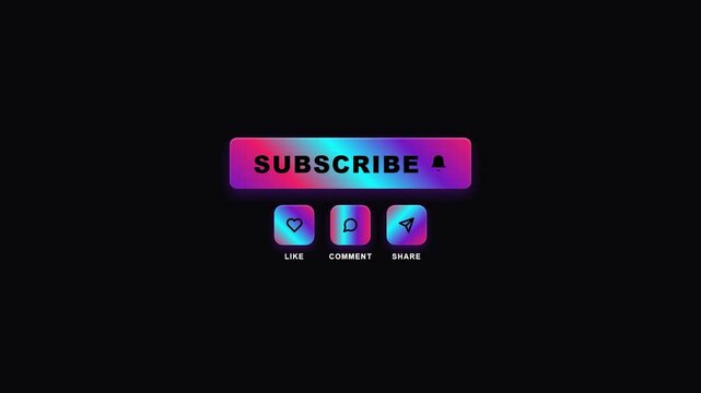 Social media lower thirds subscribe button set modern neon gradient pink blue style digital marketing assets for content creators channel engagement ui elements