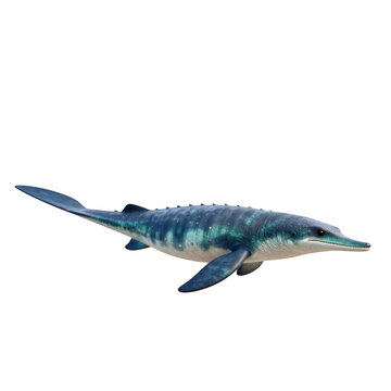 Prehistoric ichthyosaur marine reptile swimming isolated on white background