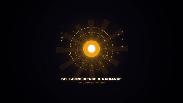 Abstract glowing self confidence and radiance icons collection