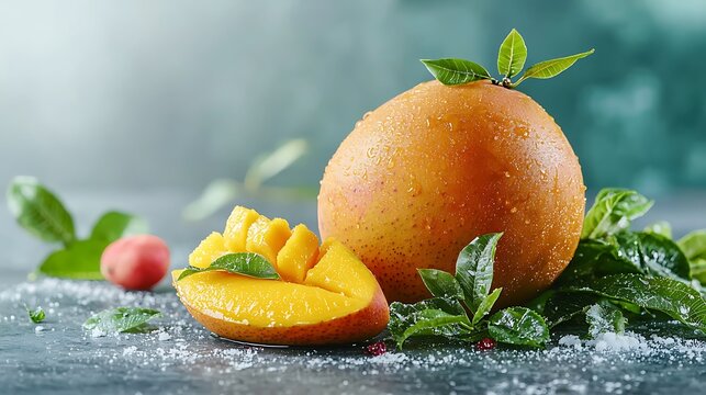 Fresh Mango Slices on Dark Surface