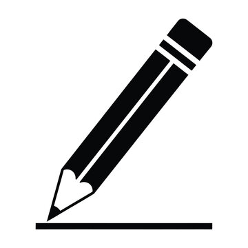Black Pencil Icon Writing on a Line Isolated on a White Background for Web Design
