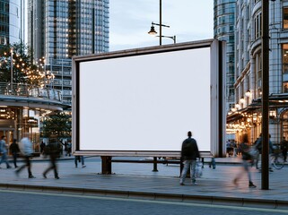 Obraz premium Empty billboard in busy city street at dusk