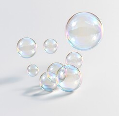 Fototapeta premium Colorful soap bubbles floating against white background