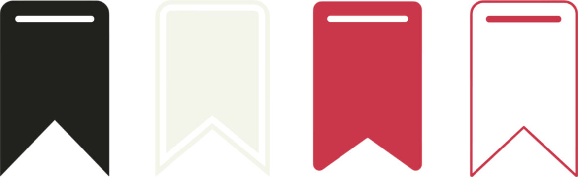 Bookmark icon set, colorful bookmark symbols for web interface reading apps stationery and design