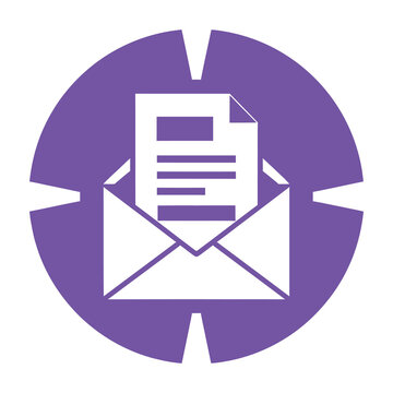 Purple Email Icon with Document Symbol for Digital Business Communication Systems