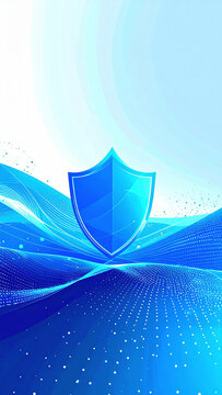Clean minimal cyber data protection shield abstract background 3