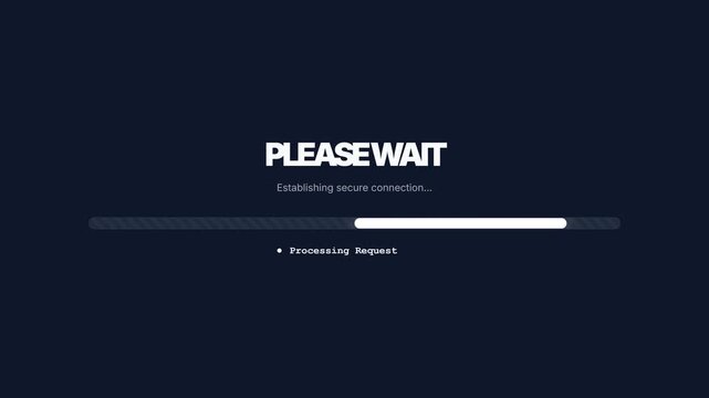 Loading animation with please wait message.