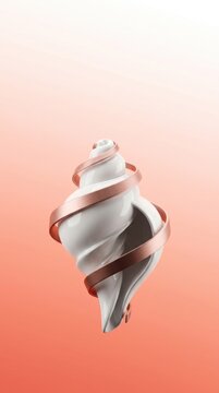 Luxurious 3D twisted ribbon sculpture for modern celebration visuals at sunset