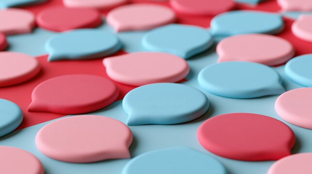 Pink and blue speech bubbles pattern background