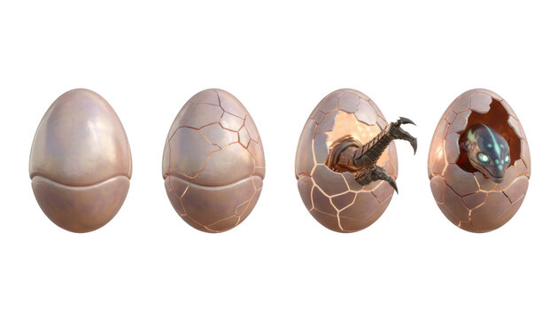 Stages of a Fantasy Dragon Hatching From an Egg
