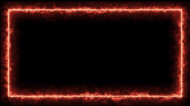 Abstract red fiery plasma glowing border frame motion background loop video