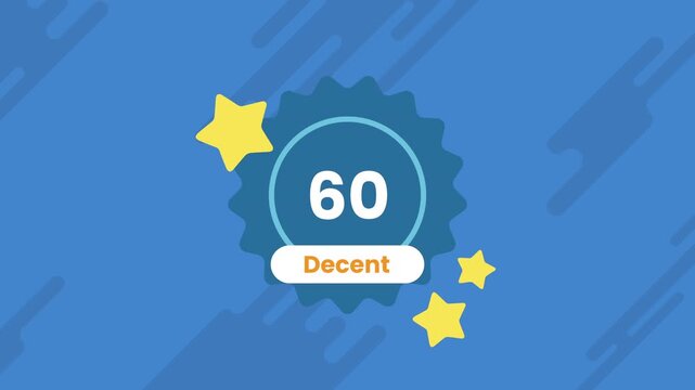 Decent Score Badge Showing Number 60 with Blue Stars Prores 4K 60 fps