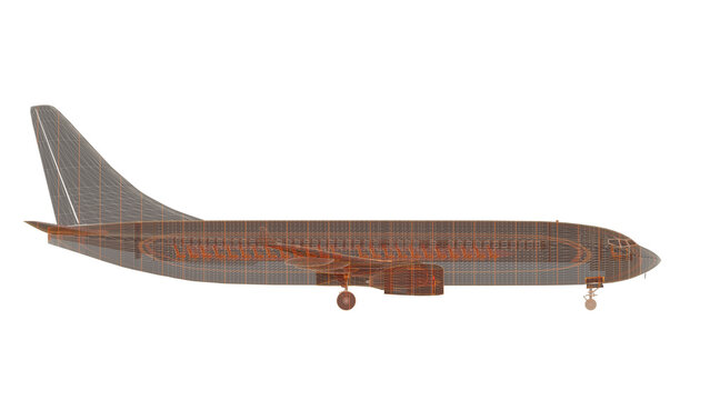 Airplane Wireframe Side View