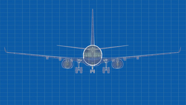 Blueprint Airplane Front View