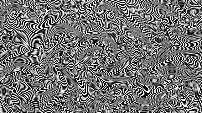 Intricate black and white abstract pattern resembling a chaotic network of lines and shapes