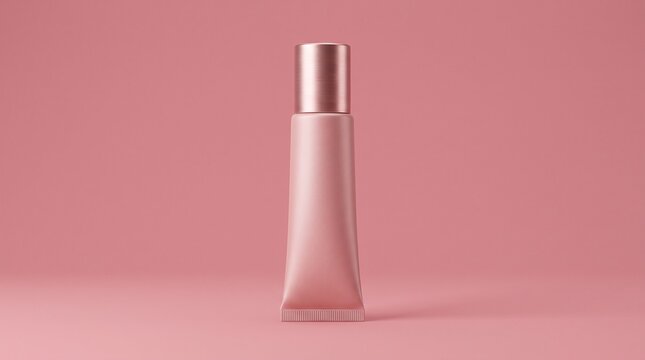 Pink Makeup Primer Tube on Soft Pink Background for Beauty Products