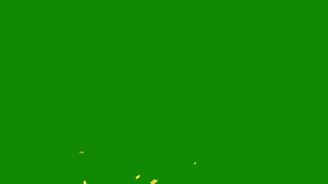 Gold confetti explosion on green screen for festive celebration and video compositing.