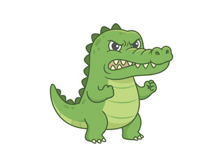 Fototapeta premium Angry green crocodile cartoon character mascot isolated on white background