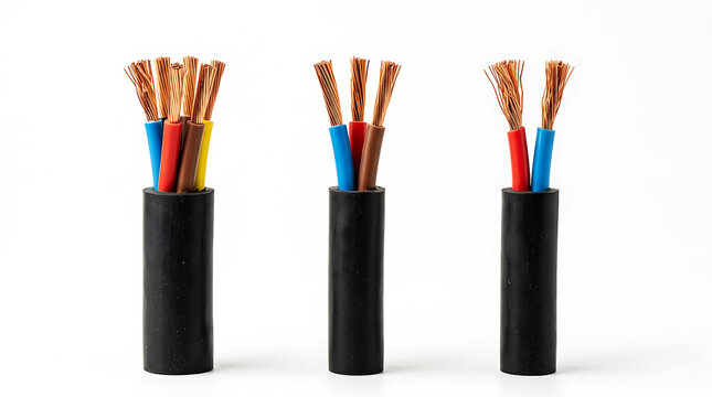 Electrical cables with color-coded exposed copper wires insulation