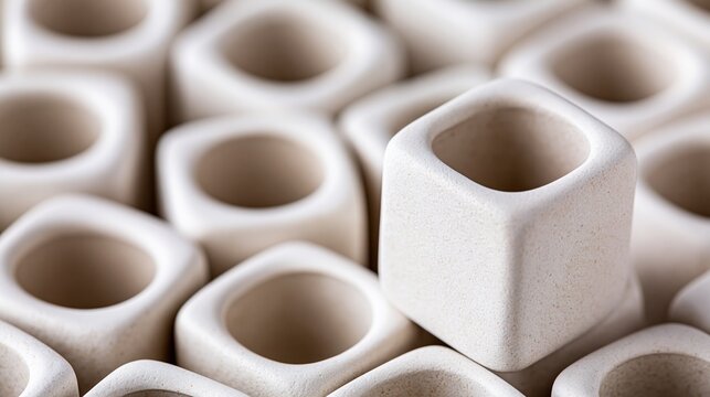 Close up of textured ceramic tiles with square