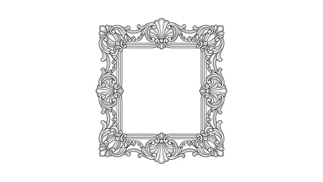 Ornate Baroque Square Frame Vector - Antique Decorative Border Element