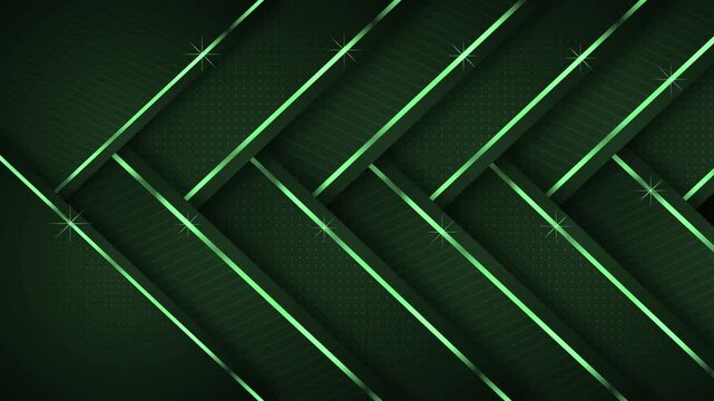 Black metallic diagonal ribbon background animation, Abstract black geometric background with overlapping diagonal ribbons and metallic silver edges