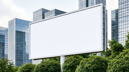 Fototapeta premium blank white billboard stands against city skyline