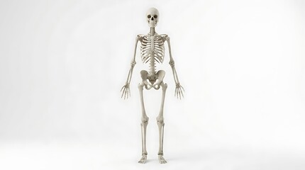 Fototapeta premium Full body 3D anatomical model of human skeleton on white background