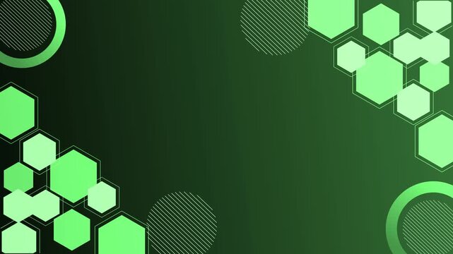 Abstract background with hexagonal clusters and circular accents modern geometric pattern animation