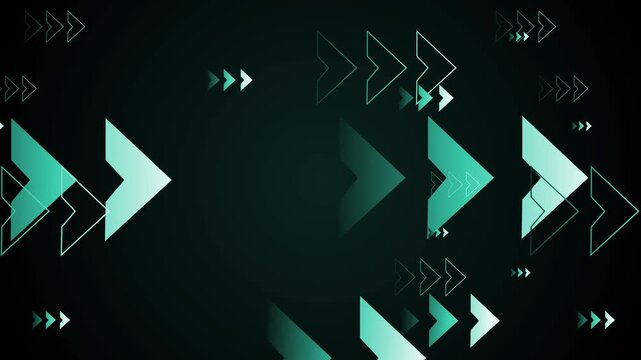Dark abstract background with layered translucent and outlined chevron arrows pointing right animation