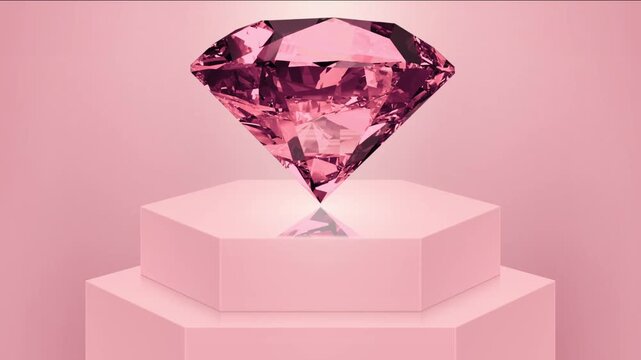 Pink Diamond Floating Above a Luxury Display in Pink Studio
Sparkling Pink Diamond on Elegant Pedestal with Reflection
Luxury Pink Diamond Gemstone on Minimalist Pink Background