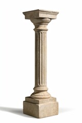 Naklejka premium Ancient stone column with fluted design and decorative