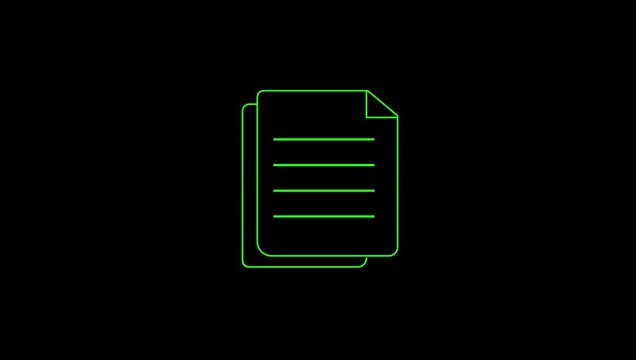 Green Document File Icon Animation with Folded Corner and Text Lines for Business Interface.